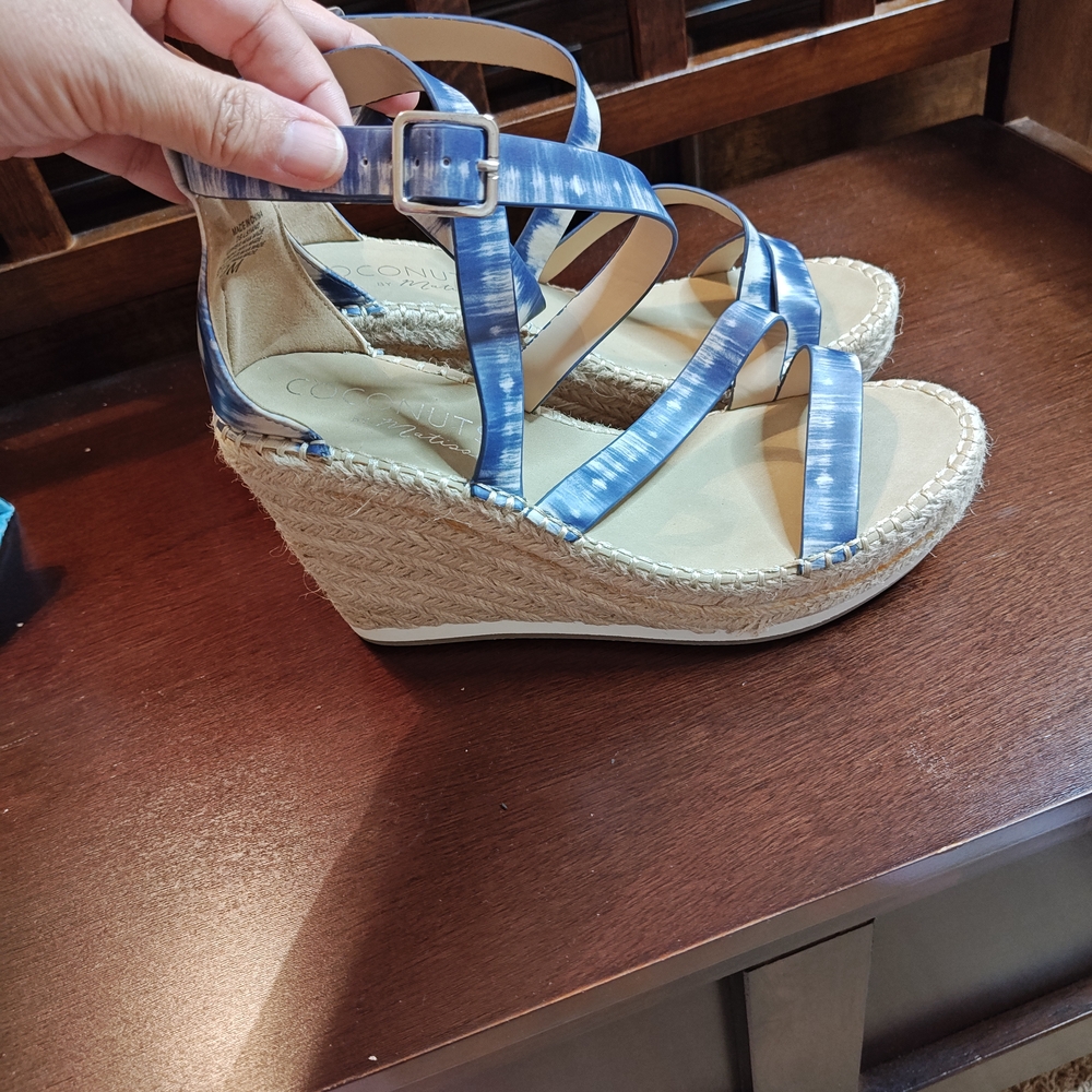 Stylish Coconuts by Matisse Blue Tie-Dye Platform Sandals Sz 10 Espadrille - Picture 7 of 13